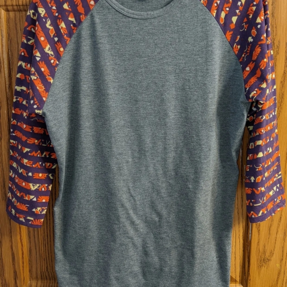 LuLaRoe Randy 3/4 Sleeve Grey/Multicolor Tshirt Size Small